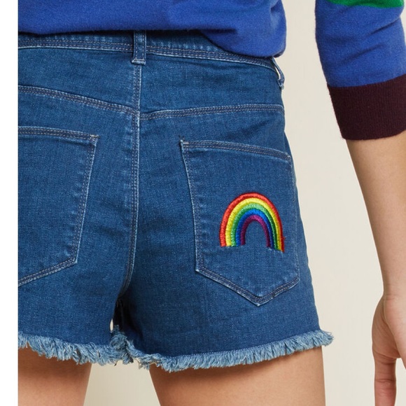ModCloth Denim Cutoff Rainbow 🌈 Shorts XS - Picture 5 of 10
